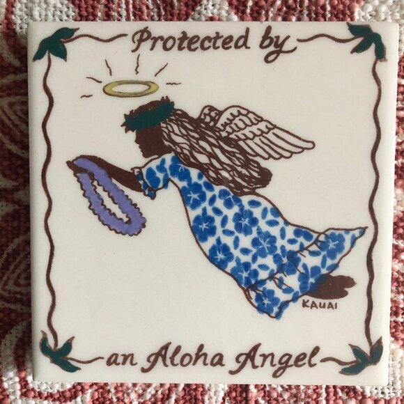 Aloha Angel Blessing Ceramic Tile From the Banana Patch Studio Kauai - Picture 1 of 7